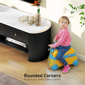 Modern TV cabinet with marble effect top, 3 drawers and 2 open shelves, black