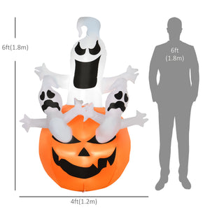 1.8m Tall Inflatable Halloween Lantern with Ghosts, Lantern, Pumpkin and LED Lights