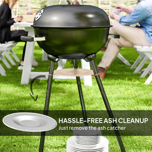 Charcoal barbecue with accessories, shelf and ash collector, black