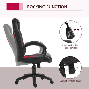 Gaming chair with swivel casters, red