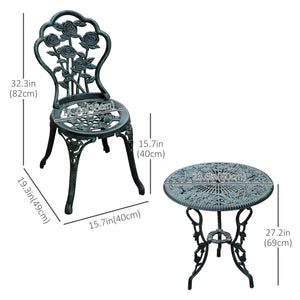 3 Piece Patio Bistro Table and Chair Set Antique Green
