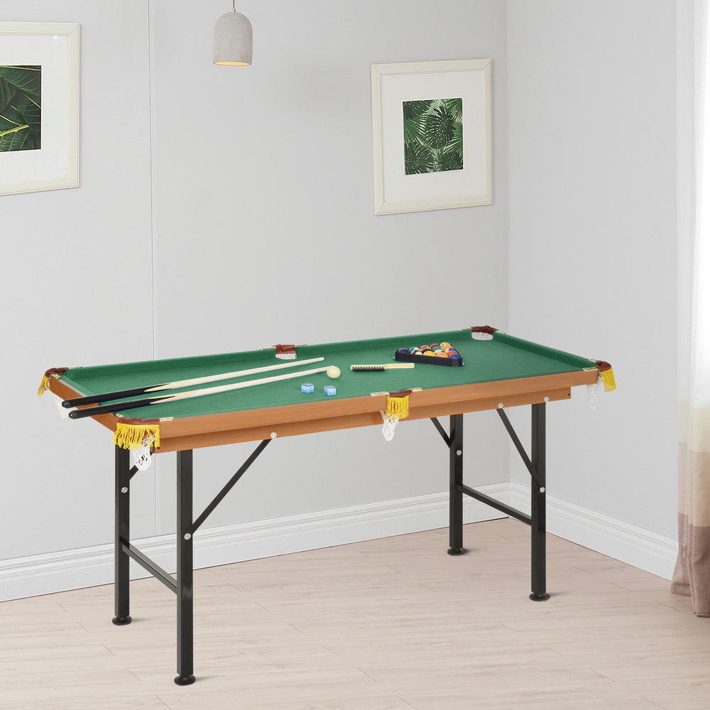 54.3" L Portable Mini Pool Table with Cues, Ball, Chalk and Rack for Kids