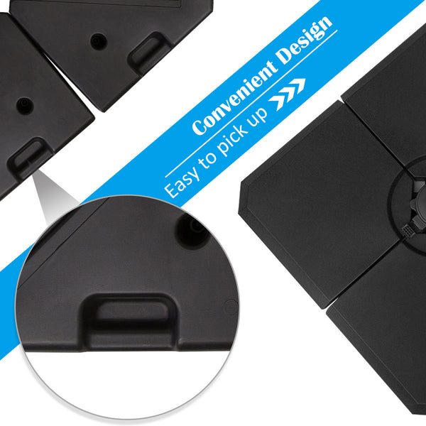 Set of 4 offset parasol bases to fill with sand or water Black