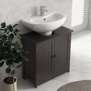 Vanity unit with 2 doors and shelf, coffee color