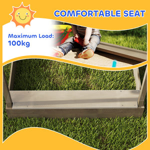 Outdoor Wooden Sandbox with Cover for 3-7 Years Old, Backyard, Grey