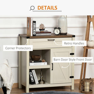 Rustic style storage sideboard with barn doors, white