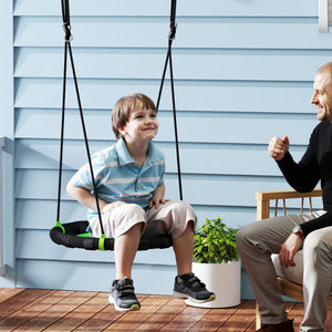 Saucer swing with adjustable suspension ropes, green