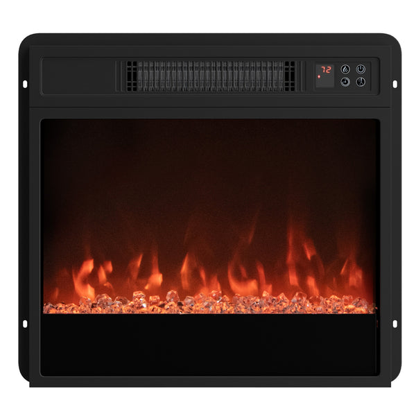 Insert de cheminée électrique de 5000 BTU de 18 pouces avec télécommande et luminosité - Noir