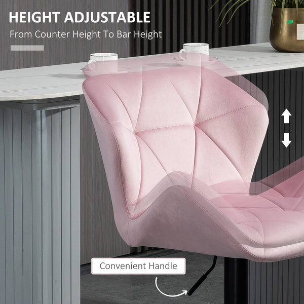 Set of 2 pink velvet fabric bar stools