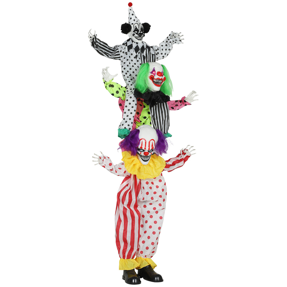 Animated Halloween decoration with 3 stacked clowns, movements, sounds and lights – Multicolor