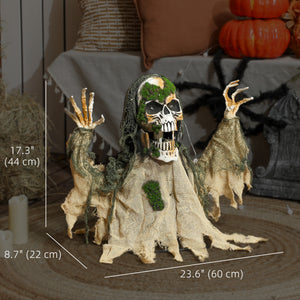 Halloween Animated Skeleton with Light-Up LED Eyes, Animatronic Halloween Decorations, Battery Operated