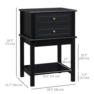 Modern side table with drawers and storage shelf, matte black