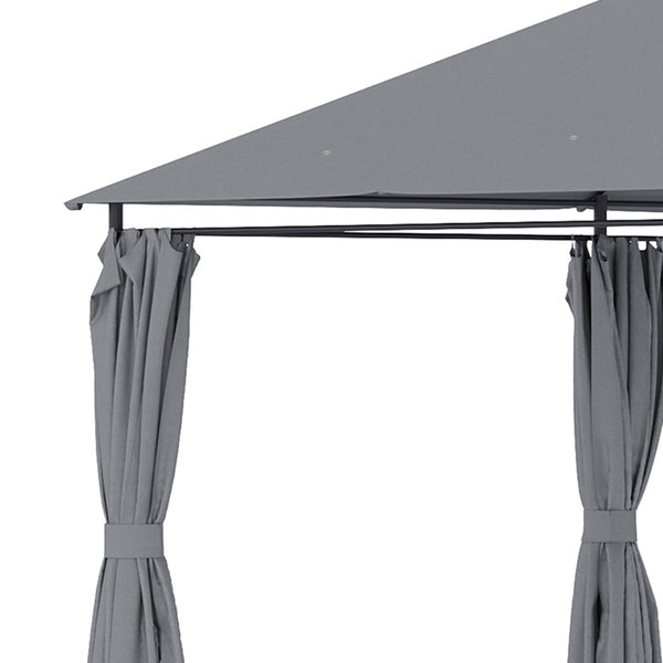 13' x 10' Steel Soft Top Gazebo with 6 Removable Curtains and Drainage Holes, Gray