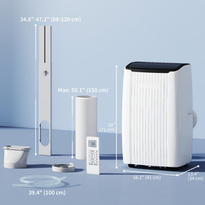 12,000 BTU 5-in-1 Portable Air Conditioner with Cooling, Heating, Dehumidifying, Fan, Sleep Mode, Wi-Fi Voice Control, White