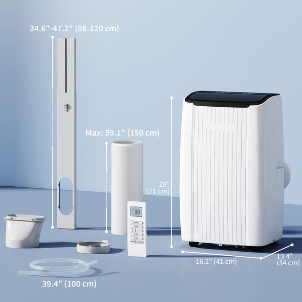12,000 BTU 5-in-1 Portable Air Conditioner with Cooling, Heating, Dehumidifying, Fan, Sleep Mode, Wi-Fi Voice Control, White