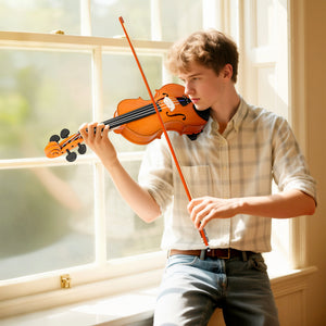 Full-size 4/4 violin with bow, case, rosin, and shoulder rest
