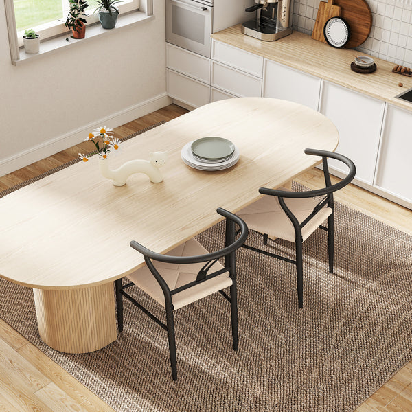 Set of 2 modern style woven fabric dining chairs