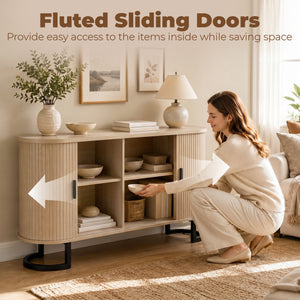 55" fluted sliding door sideboard, natural