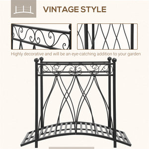 Classic garden bridge with safety railings, black