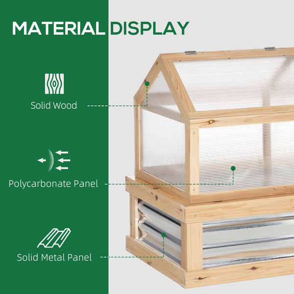 Raised garden kit with greenhouse, wooden cold frame