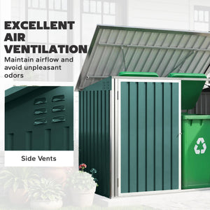 Storage shed with double door and lid for 2 bins