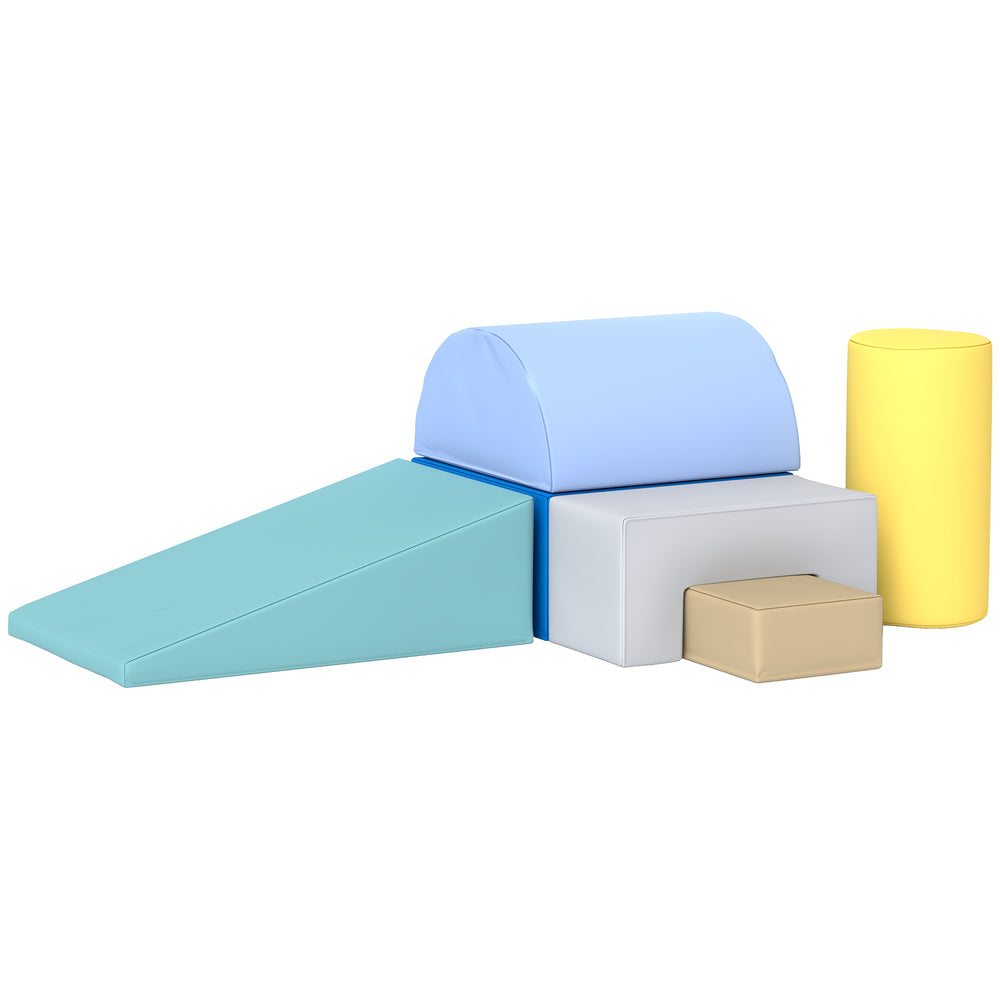 6-piece soft play area for children, yellow/green