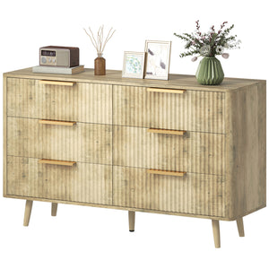6-drawer fluted chest of drawers with pine legs