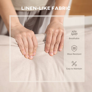 2 seater linen sofa with upholstered seat and backrest, beige