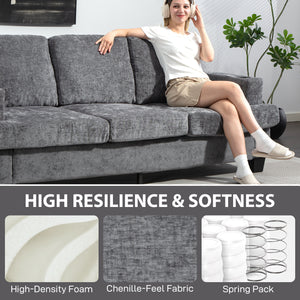 3-seater sofa with USB ports and cup holders, gray