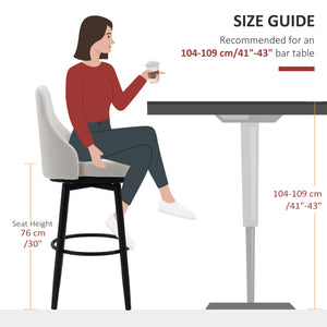 Set of 2 Extra Tall 360° Swivel Bar Stools, Cream White