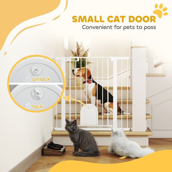 89cm High Pressure Mount Dog Safety Gate for Stairs, White