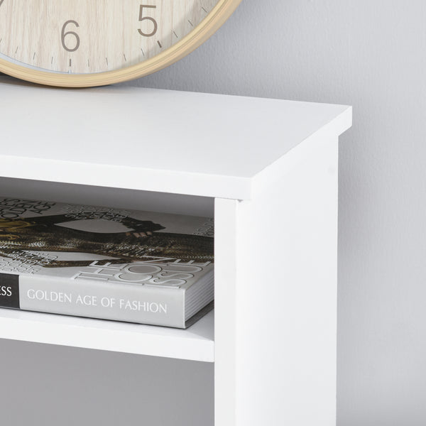 Computer desk with storage and open compartments, white