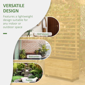 Wooden planter with trellis and 4 wheels