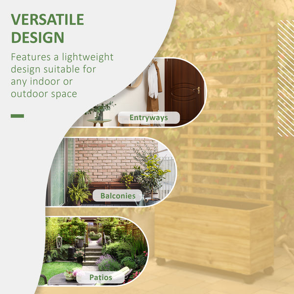 Wooden planter with trellis and 4 wheels