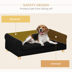 Modern Pet Sofa for Medium or Large Pets with Removable Seat Cushion, Black