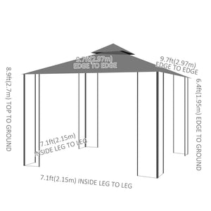 10'x10' Portable Garden Gazebo with Mosquito Netting Grey