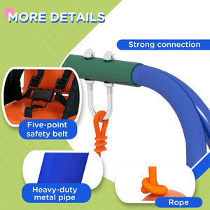 Children's swing with safety harness, orange