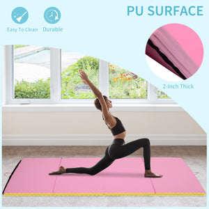 4'x6'x2'' Folding Gym Mat with Carry Handles, Pink