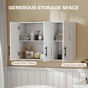 35 in. Bathroom Wall Cabinet with 3 Doors and Adjustable Shelf, White