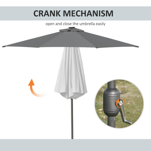 8.8-foot sun umbrella with 24 LED lights, tiltable canopy, anthracite grey 