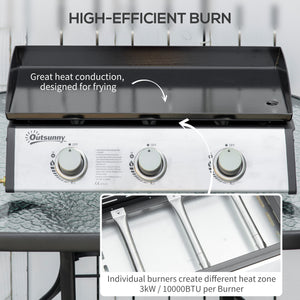 9,000 BTU 3-Burner Gas Barbecue, Silver 