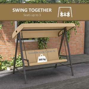 3-seater patio swing with adjustable canopy and removable cushions, beige