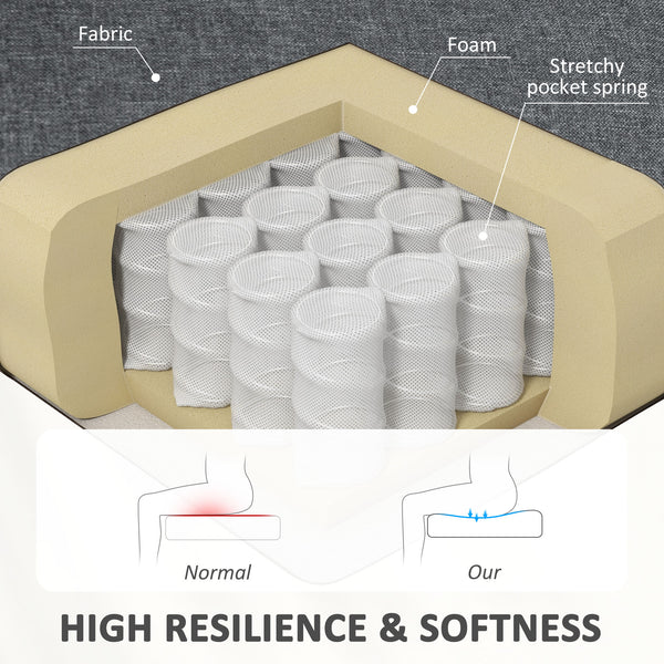 Modern upholstered 2 seater sofa with rubberwood legs, light grey