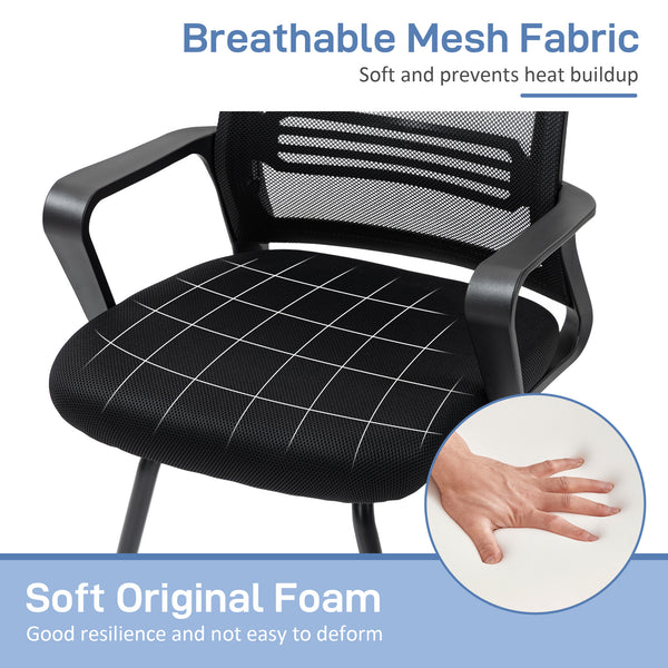 Ergonomic office chair without casters, black