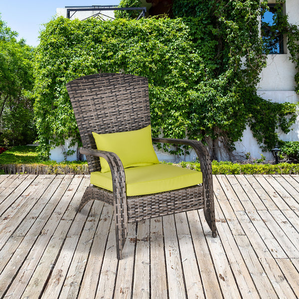 Adirondack chair in woven resin with soft cushions, green