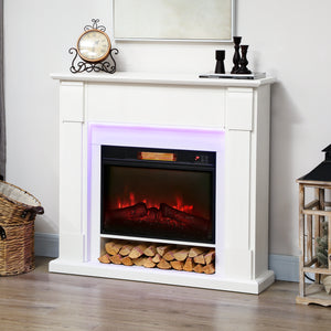 41-inch 1400W Electric Fireplace with Mantel, Adjustable 3D Flame Effect, White