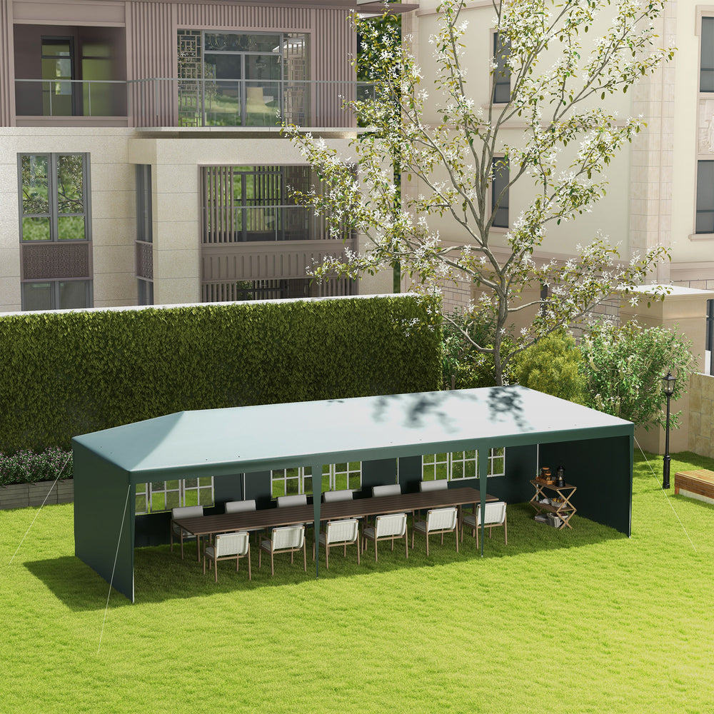 10' x 29' Canopy Tent, Party Tent with Sidewalls and Large Transparent Windows for Garden, Backyard, Outdoor, Green