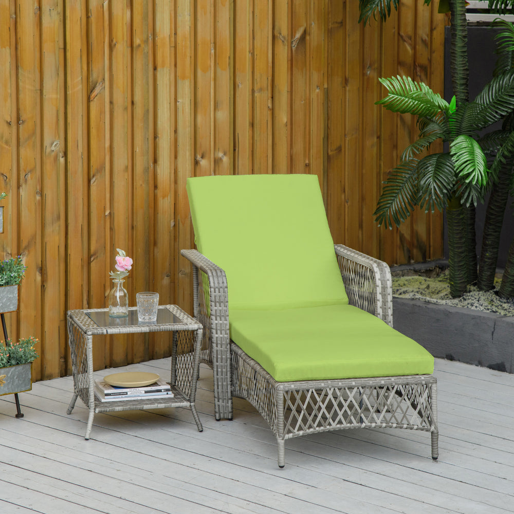 2-piece garden set in woven resin with cushions, green