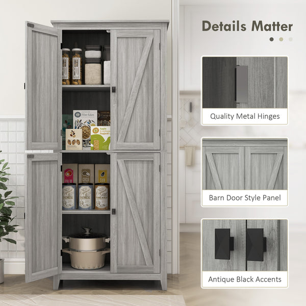 Storage unit with doors and shelves, gray