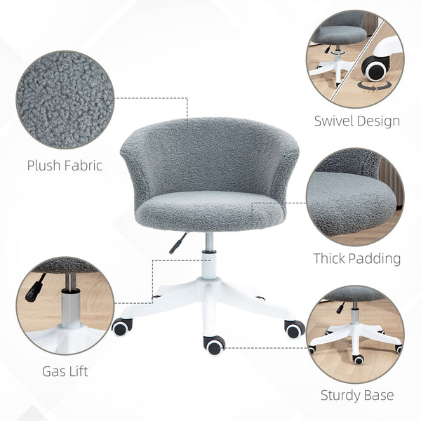 Soft, armless office chair with adjustable height, grey